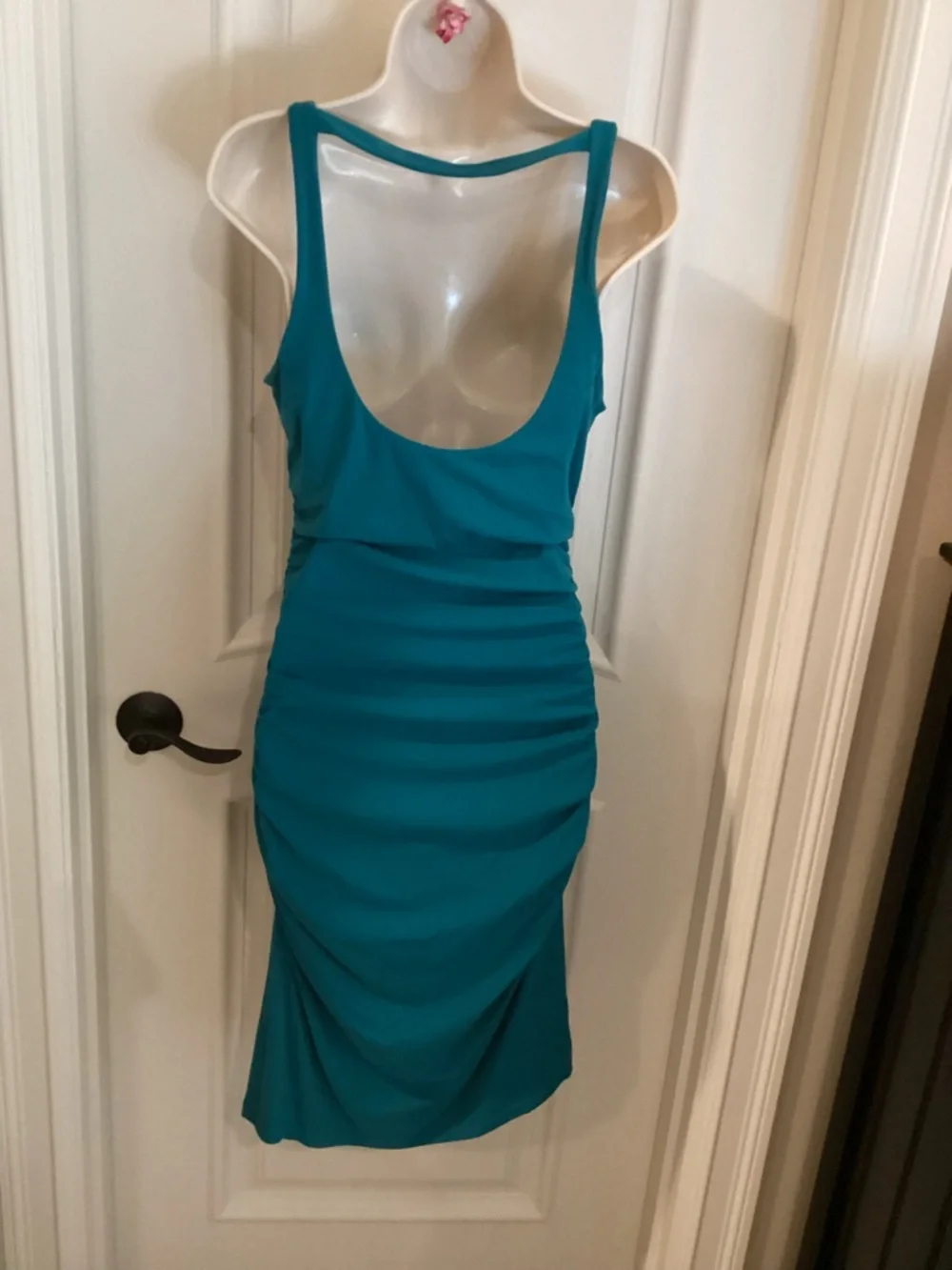 Susana Monaco Teal Ruched Tank Midi Dress - Picture 2 of 6